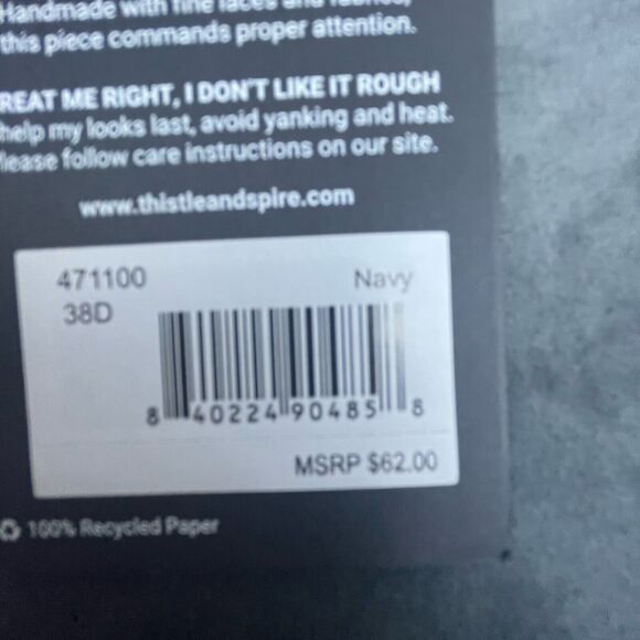 Thistle and Spire Kane Bra Womens 38D Navy Lace Cutouts V Wire Sheer Revolve - Picture 7 of 7